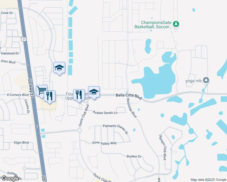 map of restaurants, bars, coffee shops, grocery stores, and more near 9040 Sommerset Hills Drive in Four Corners