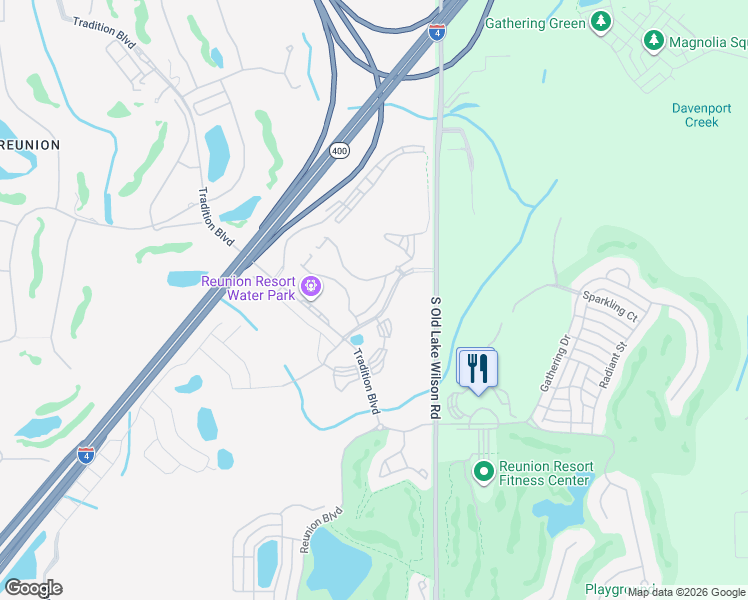 map of restaurants, bars, coffee shops, grocery stores, and more near Spine Road in Kissimmee