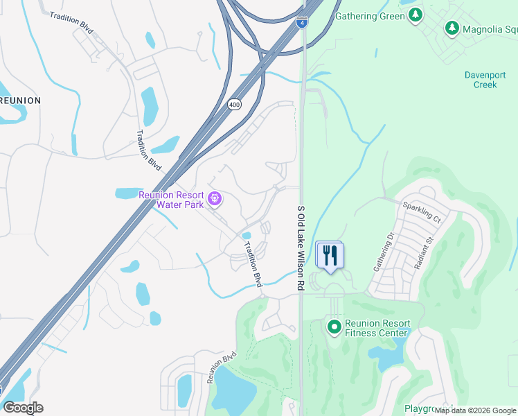 map of restaurants, bars, coffee shops, grocery stores, and more near Spine Road in Kissimmee
