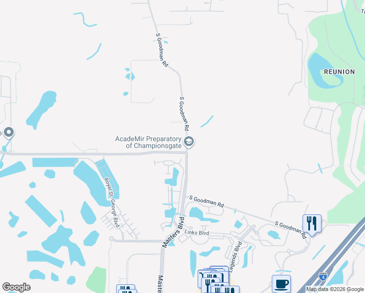 map of restaurants, bars, coffee shops, grocery stores, and more near 1180 South Goodman Road in Four Corners