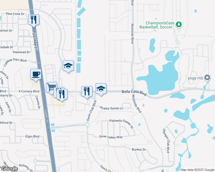 map of restaurants, bars, coffee shops, grocery stores, and more near 8979-9013 Tri County Road in Davenport