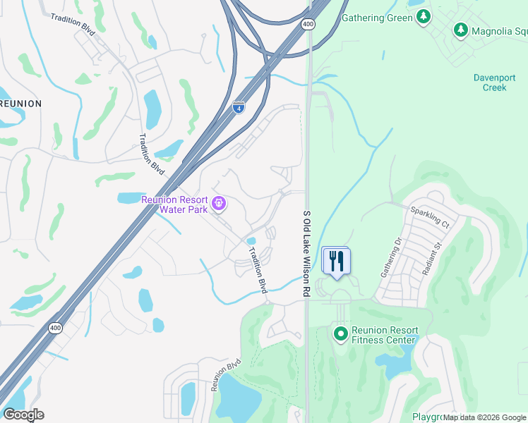 map of restaurants, bars, coffee shops, grocery stores, and more near Spine Road in Kissimmee