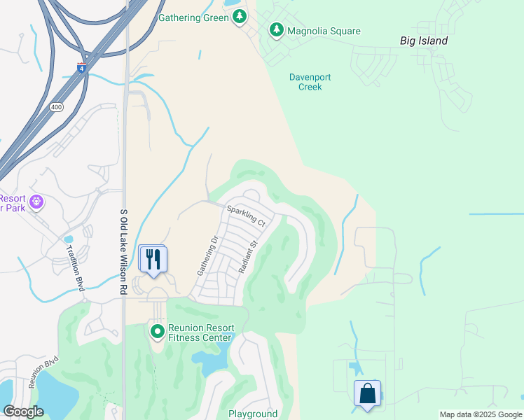 map of restaurants, bars, coffee shops, grocery stores, and more near 7459 Gathering Drive in Osceola County