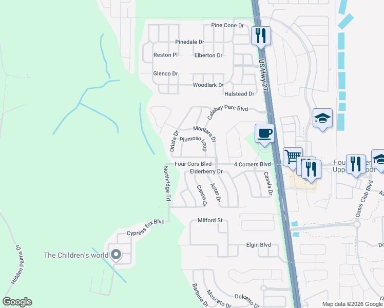 map of restaurants, bars, coffee shops, grocery stores, and more near 909 Orista Drive in Davenport