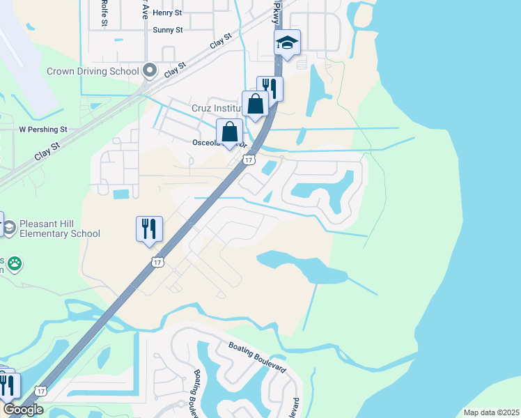 map of restaurants, bars, coffee shops, grocery stores, and more near 1965 Estancia Circle in Kissimmee