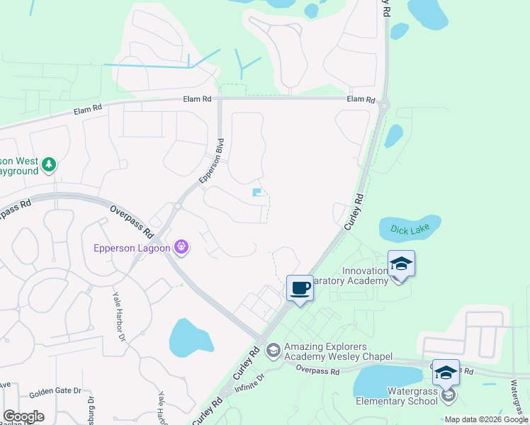 map of restaurants, bars, coffee shops, grocery stores, and more near 8082 Rolling Shell Trail in Wesley Chapel