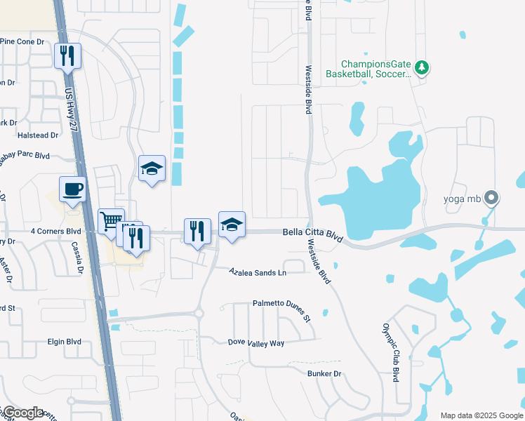 map of restaurants, bars, coffee shops, grocery stores, and more near 9040 Sommerset Hills Drive in Four Corners