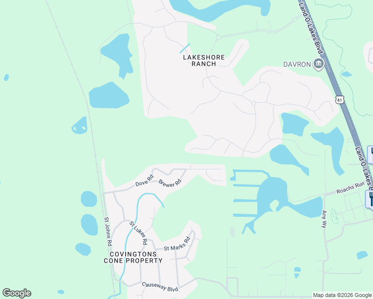 map of restaurants, bars, coffee shops, grocery stores, and more near 19300 Lonesome Pine Drive in Land O' Lakes