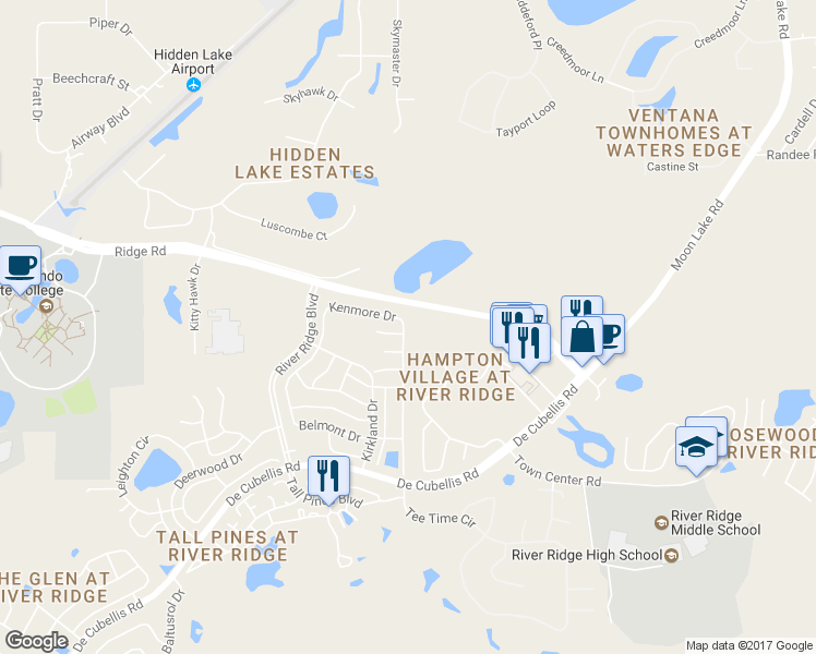 map of restaurants, bars, coffee shops, grocery stores, and more near 8104 Chadwick Drive in New Port Richey