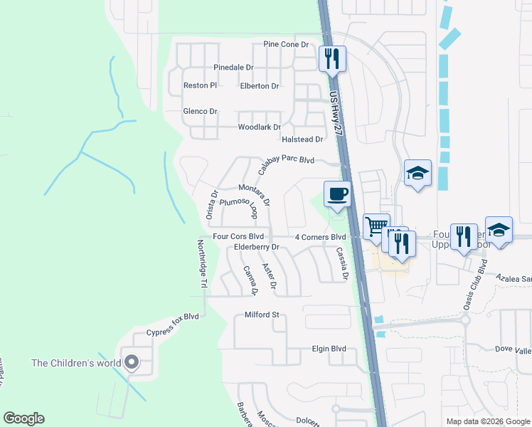 map of restaurants, bars, coffee shops, grocery stores, and more near 247 Montara Drive in Davenport