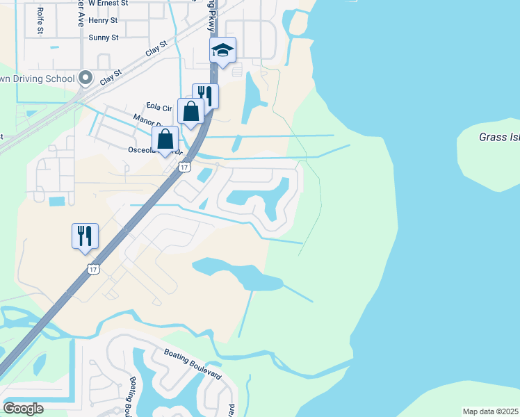 map of restaurants, bars, coffee shops, grocery stores, and more near 930 Hacienda Circle in Kissimmee