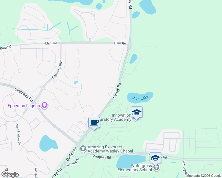 map of restaurants, bars, coffee shops, grocery stores, and more near 32510 Welling Blade Loop in Wesley Chapel