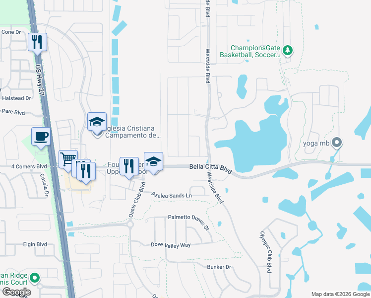 map of restaurants, bars, coffee shops, grocery stores, and more near 9040 Sommerset Hills Drive in Four Corners