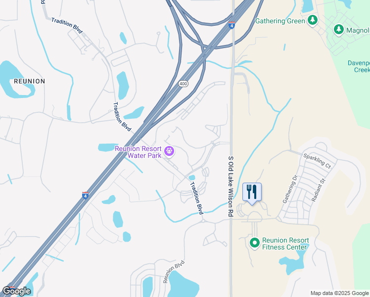 map of restaurants, bars, coffee shops, grocery stores, and more near Spine Road in Kissimmee