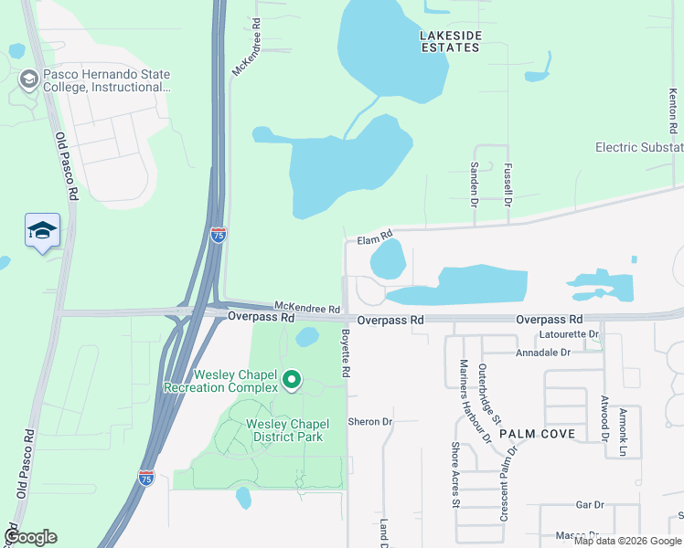 map of restaurants, bars, coffee shops, grocery stores, and more near 7908 Boyette Road in Wesley Chapel
