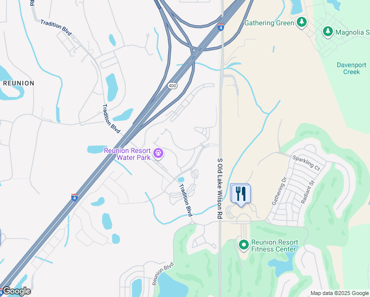 map of restaurants, bars, coffee shops, grocery stores, and more near Spine Road in Kissimmee