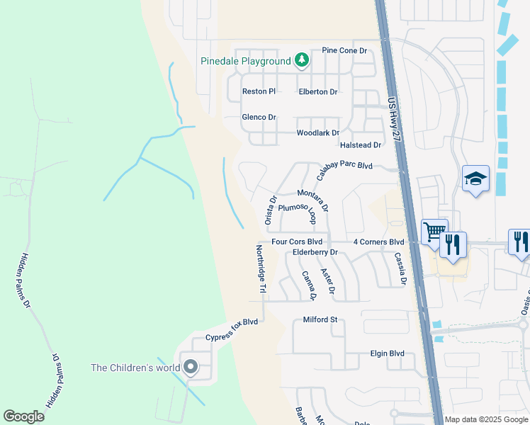 map of restaurants, bars, coffee shops, grocery stores, and more near 622 Orista Drive in Davenport