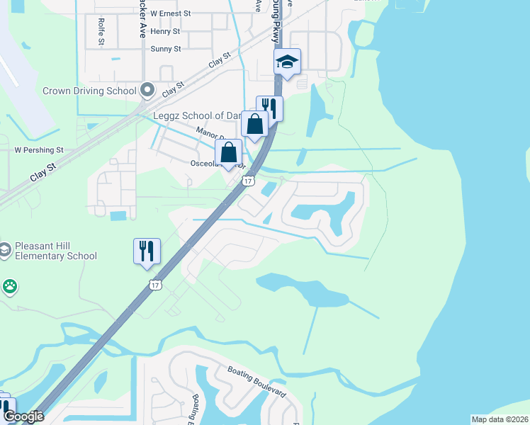 map of restaurants, bars, coffee shops, grocery stores, and more near 1949 Estancia Circle in Kissimmee