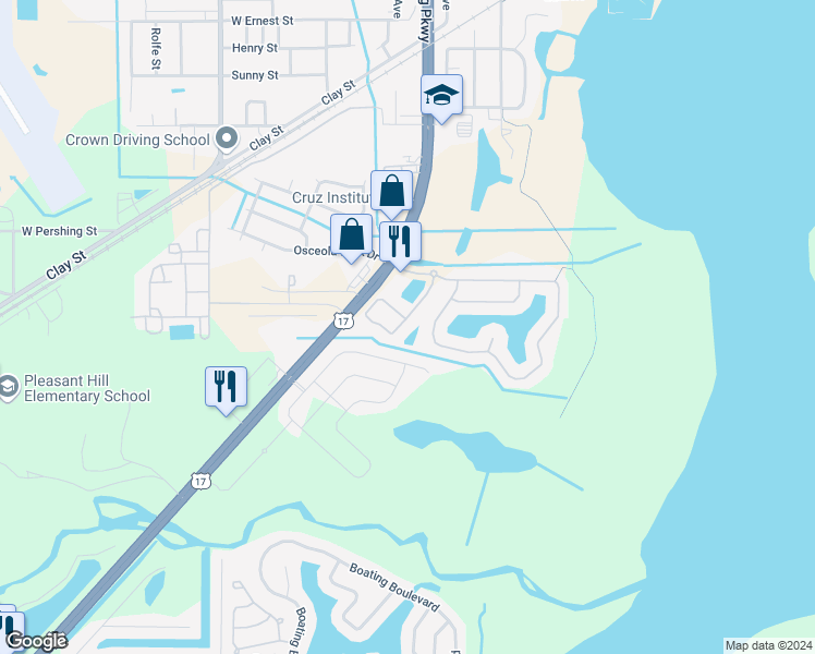 map of restaurants, bars, coffee shops, grocery stores, and more near 1965 Estancia Circle in Kissimmee
