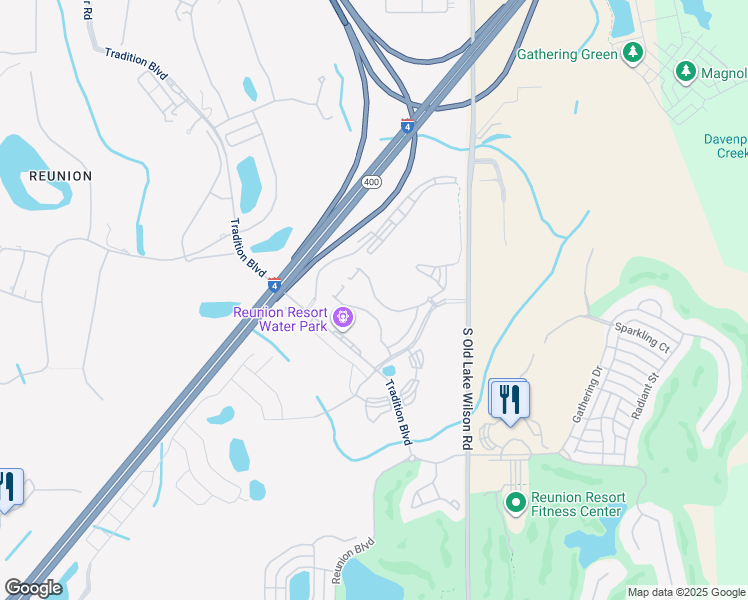 map of restaurants, bars, coffee shops, grocery stores, and more near Spine Road in Kissimmee