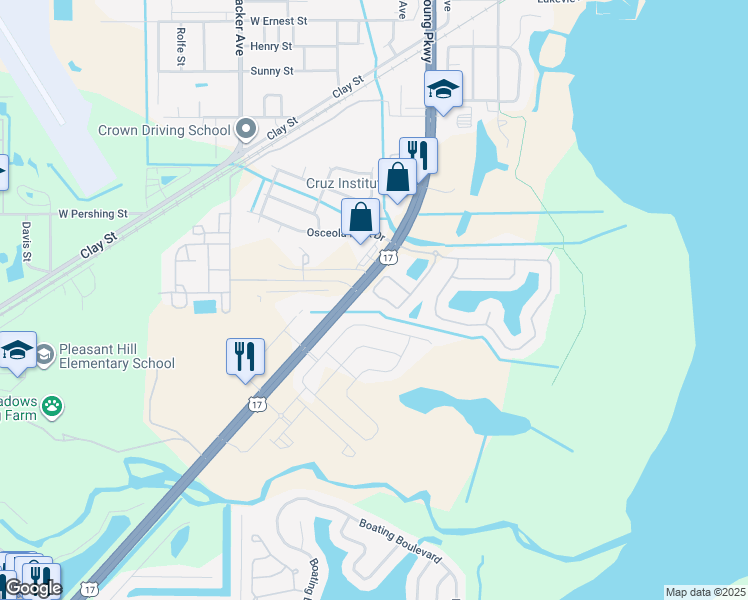 map of restaurants, bars, coffee shops, grocery stores, and more near 1999 Estancia Circle in Kissimmee