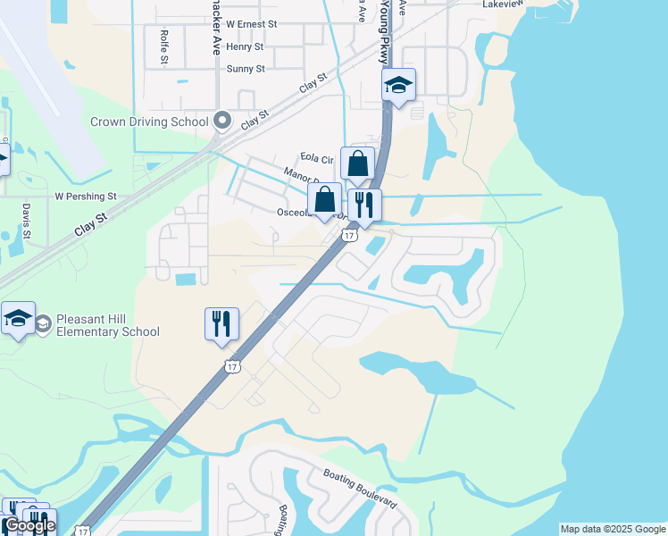 map of restaurants, bars, coffee shops, grocery stores, and more near 1965 Estancia Circle in Kissimmee