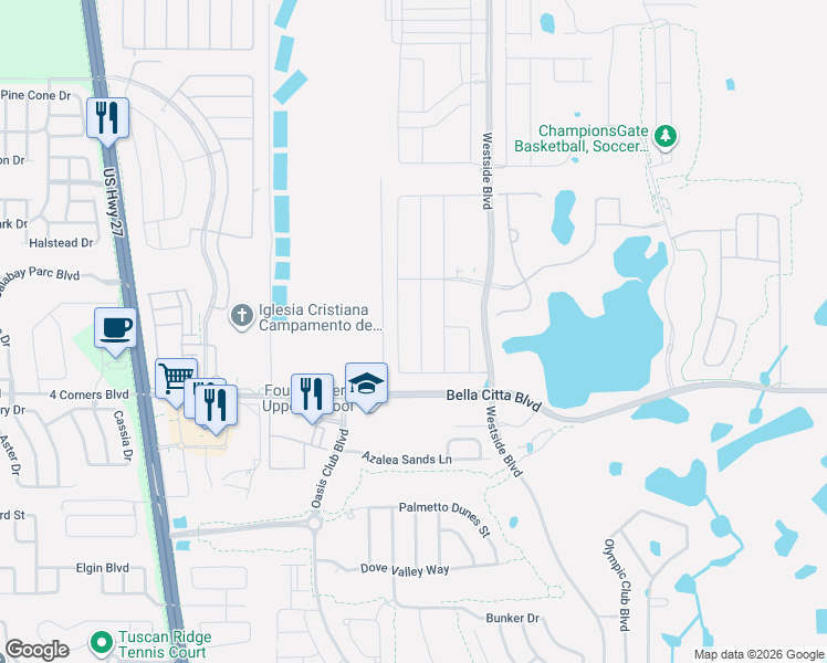 map of restaurants, bars, coffee shops, grocery stores, and more near 1152 Challenge Drive in Four Corners