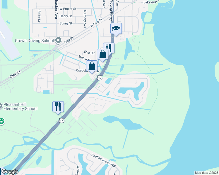 map of restaurants, bars, coffee shops, grocery stores, and more near 2055 Estancia Circle in Kissimmee