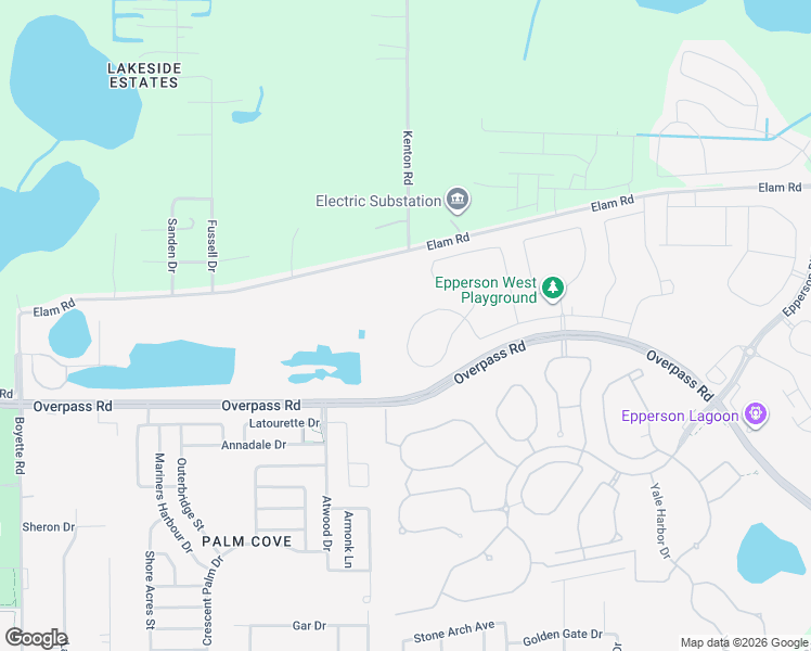 map of restaurants, bars, coffee shops, grocery stores, and more near 30842 Elam Road in Wesley Chapel