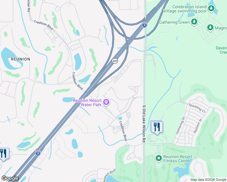 map of restaurants, bars, coffee shops, grocery stores, and more near 7620 Sandy Ridge Drive in Four Corners
