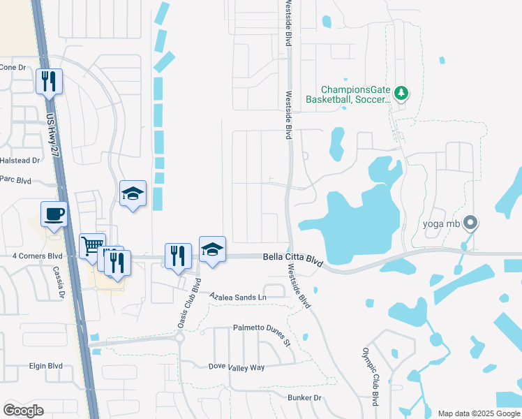 map of restaurants, bars, coffee shops, grocery stores, and more near 1152 Challenge Drive in Four Corners