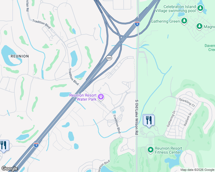 map of restaurants, bars, coffee shops, grocery stores, and more near 7620 Sandy Ridge Drive in Four Corners