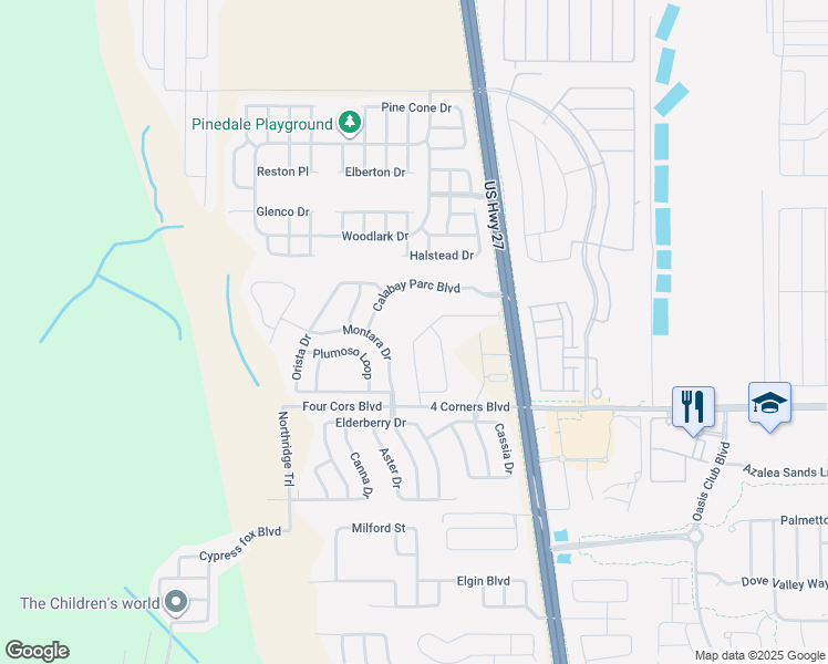 map of restaurants, bars, coffee shops, grocery stores, and more near 173 Bella Verano way in Davenport