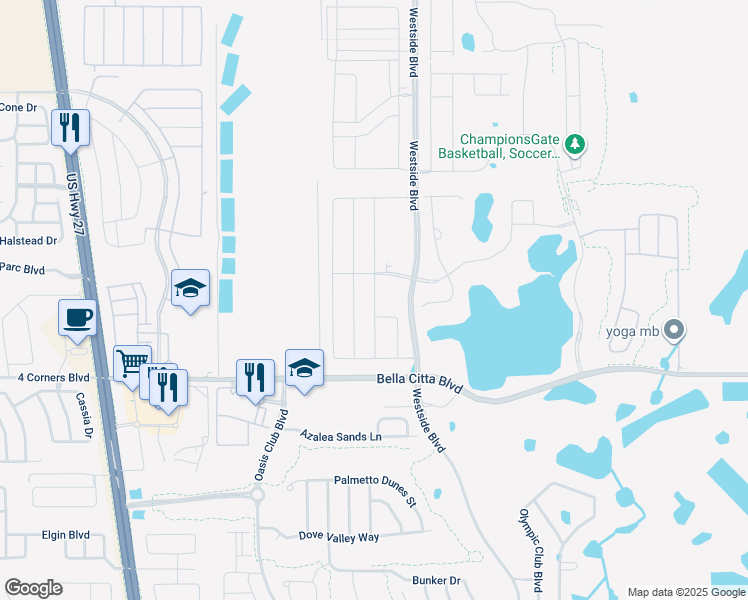 map of restaurants, bars, coffee shops, grocery stores, and more near 1152 Challenge Drive in Four Corners