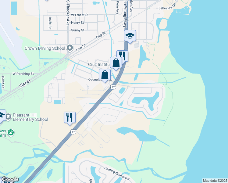 map of restaurants, bars, coffee shops, grocery stores, and more near 2031 Estancia Circle in Kissimmee
