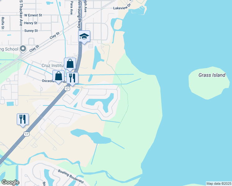 map of restaurants, bars, coffee shops, grocery stores, and more near 1002 Hacienda Circle in Kissimmee
