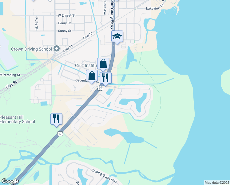 map of restaurants, bars, coffee shops, grocery stores, and more near 1905 Estancia Circle in Kissimmee