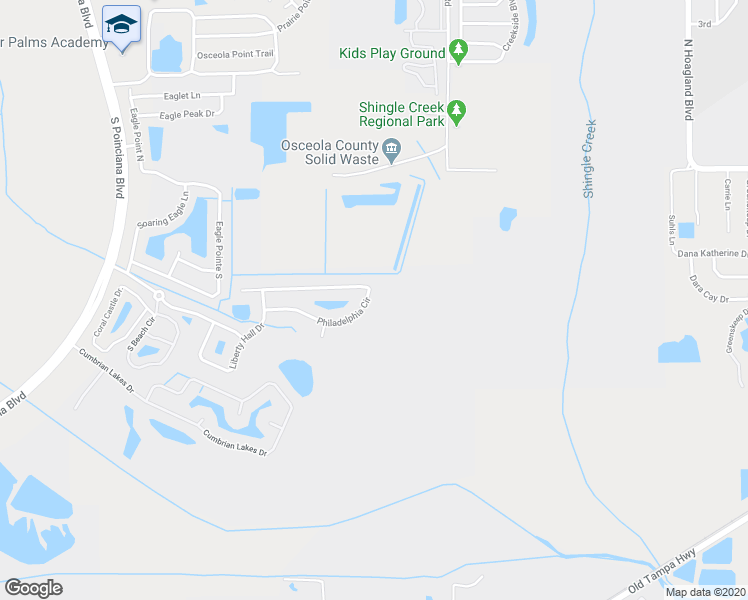 map of restaurants, bars, coffee shops, grocery stores, and more near 4504 Philadelphia Circle in Kissimmee