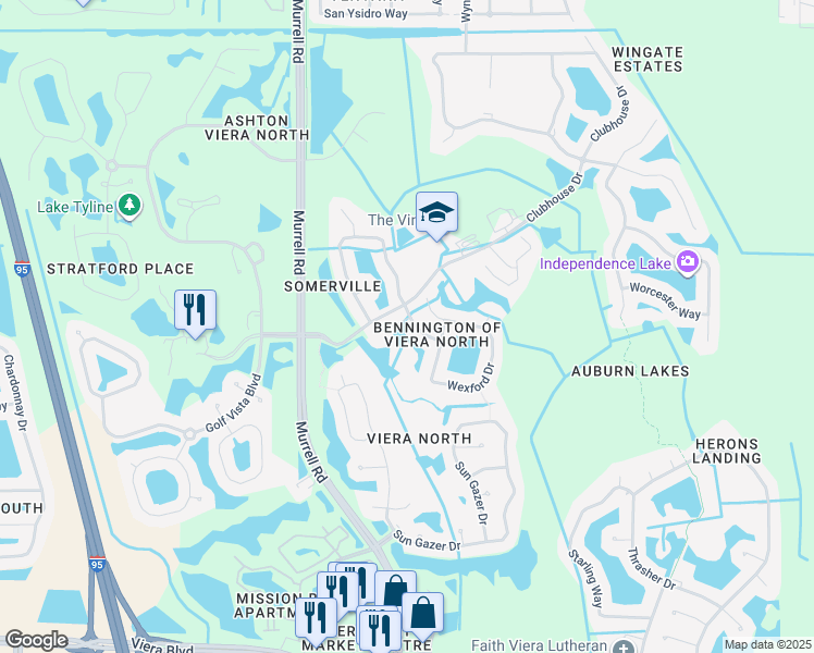 map of restaurants, bars, coffee shops, grocery stores, and more near 5016 Bennington Place in Rockledge