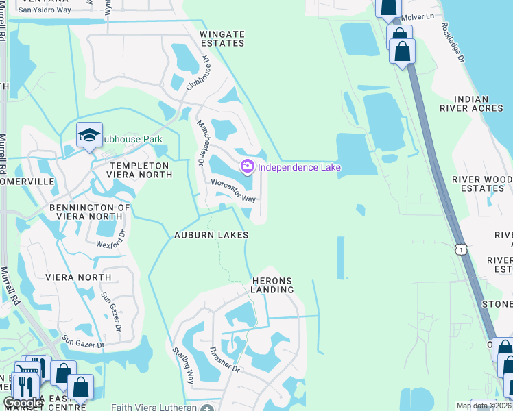 map of restaurants, bars, coffee shops, grocery stores, and more near 963 Brumpton Place in Rockledge