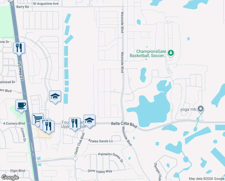 map of restaurants, bars, coffee shops, grocery stores, and more near Challenge Drive in Four Corners