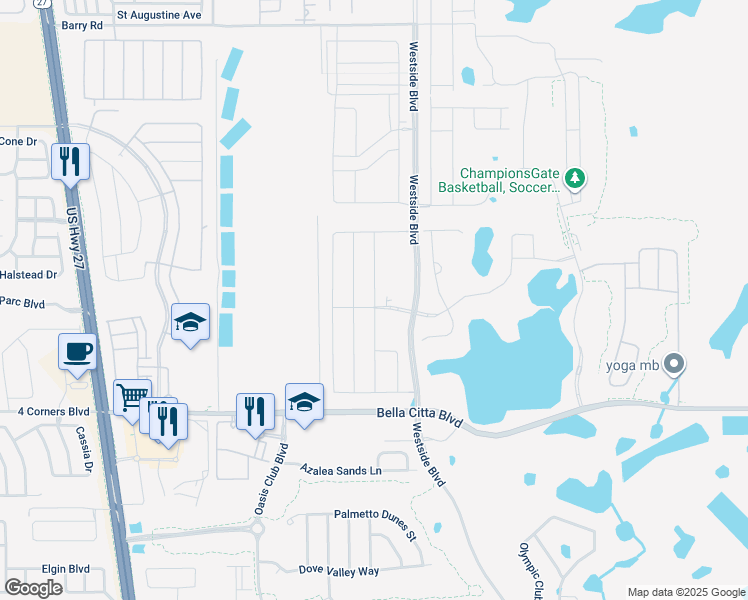map of restaurants, bars, coffee shops, grocery stores, and more near Challenge Drive in Four Corners
