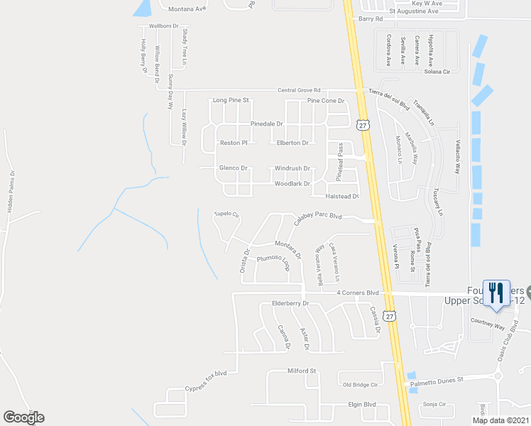 map of restaurants, bars, coffee shops, grocery stores, and more near 316 Orista Drive in Davenport