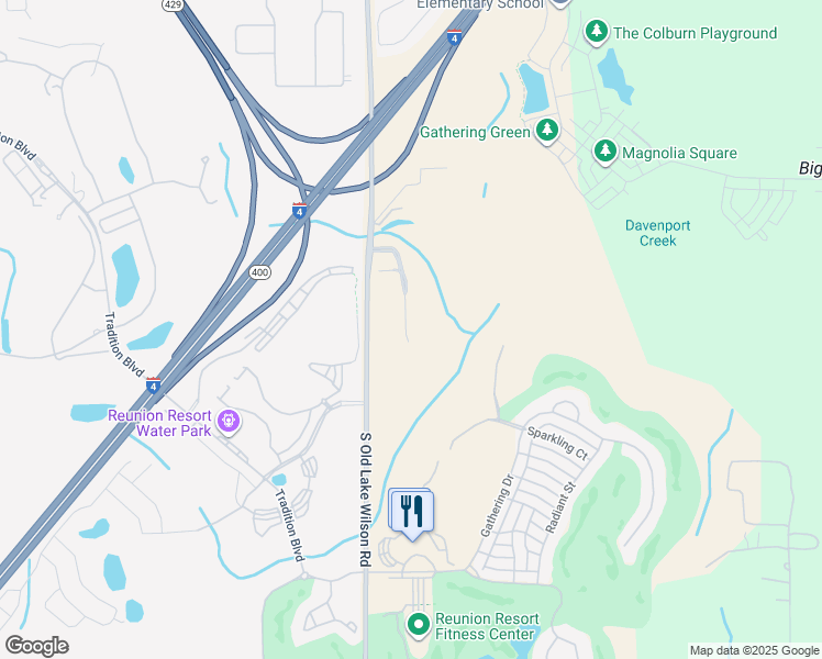 map of restaurants, bars, coffee shops, grocery stores, and more near 888 Assembly Court in Osceola County