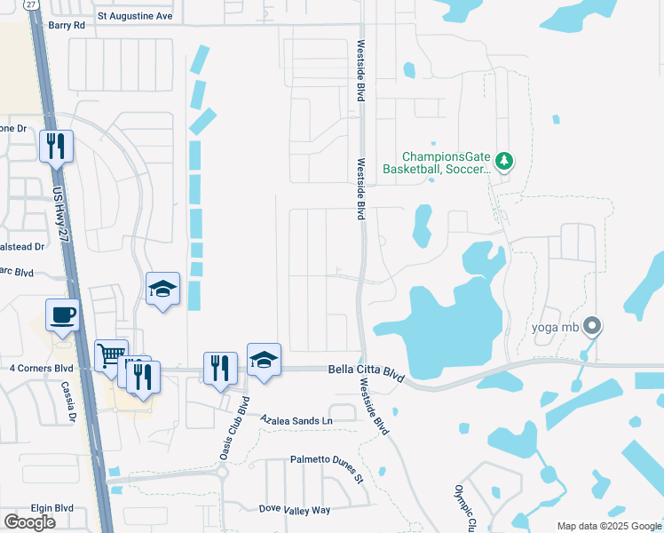 map of restaurants, bars, coffee shops, grocery stores, and more near Challenge Drive in Four Corners