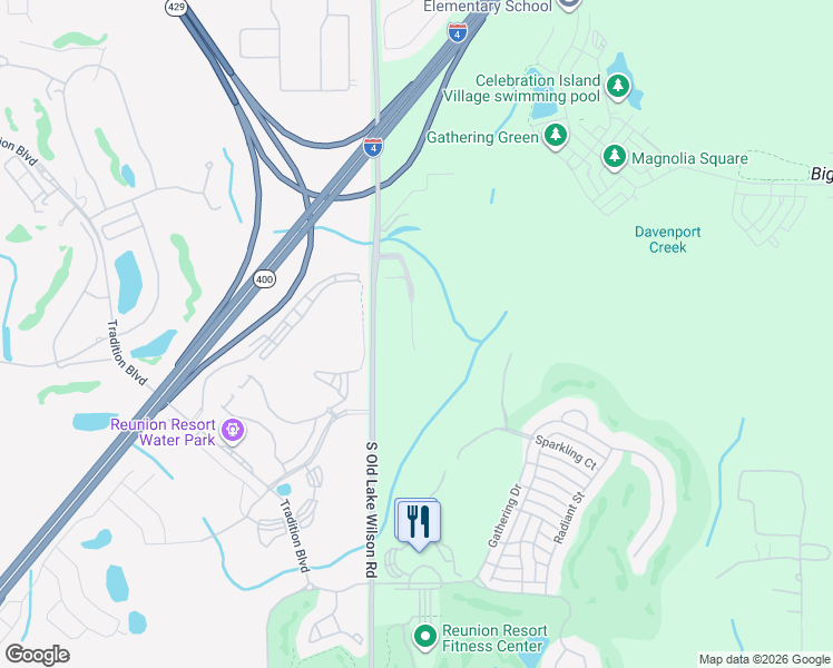 map of restaurants, bars, coffee shops, grocery stores, and more near 885 Assembly Court in Kissimmee