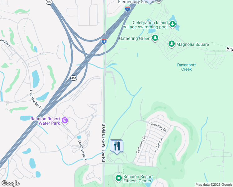 map of restaurants, bars, coffee shops, grocery stores, and more near 885 Assembly Court in Kissimmee