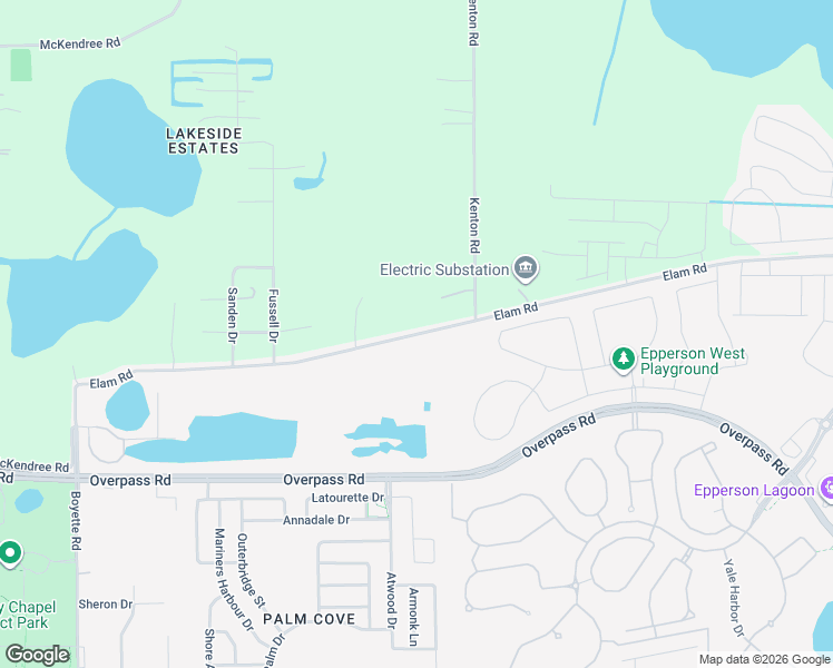 map of restaurants, bars, coffee shops, grocery stores, and more near 30641 Elam Road in Wesley Chapel