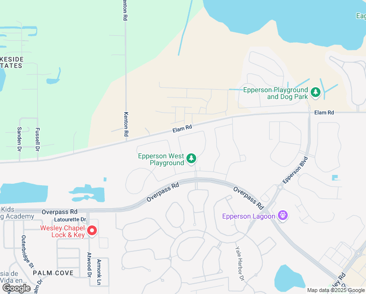 map of restaurants, bars, coffee shops, grocery stores, and more near 31516 Elam Road in Wesley Chapel