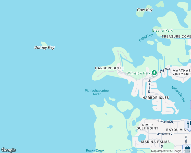 map of restaurants, bars, coffee shops, grocery stores, and more near 4317 Harborpointe Drive in Port Richey